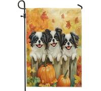 Bandiere da giardino autunnali giapponesi per cani da 30,5 x 45,7 cm, double face, decorative per esterni, recinzioni autunnali, zucca, acero, bandiera, casa, cuccioli, animali domestici, piccola