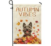 Bandiere da giardino autunnali per cani Scottish Terrier 30,5 x 45,7 cm, double face, per esterni, divertente motivo autunnale con foglie d'acero, bandiere standard in tela per la casa, strana e