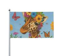 Bandiere Da Giardino Bella Giraffa Farfalla In Un Fiore Colorato Bandiera Da Cortile Lavabile Garden Flag Colore Vivido Outdoor Flag Per Barca Calcio Vacanze 90X150Cm