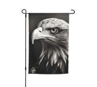 Bandiere da giardino bianche e nere con aquila per esterni, 30,5 x 45,7 cm, bandiera da giardino stagionale su entrambi i lati, bandiera con occhielli, bandiera esterna per decorazioni per la casa