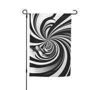 Bandiere da giardino bianche e nere con design a vortice per esterni su entrambi i lati, 30 x 45,7 cm, piccole bandiere da giardino stagionali per decorazioni interne ed esterne