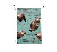 Bandiere da giardino bifacciali, 28 x 40 pollici, piccole bandiere da cortile per esterni, striscioni per le vacanze, bandiere da giardino con lontre, bandiere estive in iuta per decorazioni da este