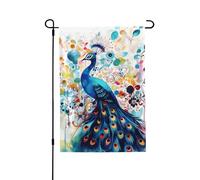 Bandiere da giardino bifacciali, 28 x 40 pollici, piccole bandiere da cortile per esterni, striscioni per le vacanze, bandiere da giardino con pavone, bandiere estive in iuta per decorazioni da este