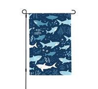 Bandiere da giardino bifacciali, 28 x 40 pollici, piccole bandiere da cortile per esterni, striscioni per le vacanze, bandiere da giardino con squali, bandiere estive in iuta per decorazioni da este