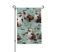 Bandiere da giardino bifacciali, 28 x 40 pollici, piccole bandiere da cortile per esterni, striscioni per le vacanze, bandiere da giardino con lontre, bandiere estive in iuta per decorazioni da este