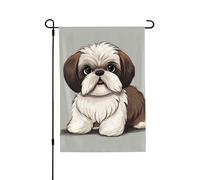 Bandiere da giardino bifacciali, 28 x 40 pollici, piccole bandiere da cortile per esterni, striscioni per le feste, bandiere da giardino con cane Shih Tzu, bandiere di benvenuto in iuta per esterni,