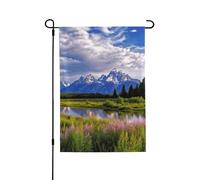Bandiere da giardino bifacciali, 28 x 40 pollici, piccole bandiere da cortile per esterni, striscioni per le vacanze, bandiera da giardino del parco nazionale del Grand Teton, bandiere estive in iut