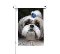 Bandiere da giardino bifacciali, 28 x 40 pollici, piccole bandiere da cortile per esterni, striscioni per le feste, bandiere da giardino con cane Shih Tzu, bandiere di benvenuto in iuta per esterni,