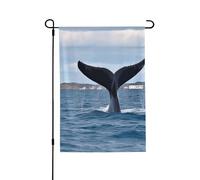 Bandiere da giardino bifacciali, 28 x 40 pollici, piccole bandiere da cortile per esterni, striscioni per le vacanze, bandiere da giardino a coda di balena, bandiere di benvenuto in iuta per fattori