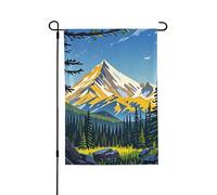 Bandiere da giardino bifacciali, 28 x 40 pollici, piccole bandiere da cortile per esterni, striscioni per le vacanze, bandiera da giardino con albero di pino di montagna di alce, bandiera da fattori