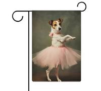 Bandiere da giardino bifacciali a forma di Jack Russell Dog Ballerina per esterni, per casa, giardino, cortile, matrimonio, festa di compleanno, 12,6 pollici''×18,5 pollici''