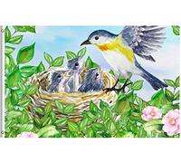 Bandiere Da Giardino Birds Tree Flowers Leaves Spring Summer Painting Bandiera Decorativa Resistente Intemperie Bandiera Dell'Orgoglio Premium Bandiere Da Cortile Per Portico Esterno 152X90CM