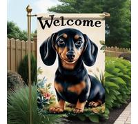 Bandiere da giardino Black And Tan Dachshund Flower Piccole bandiere Casa