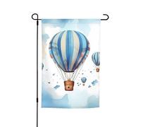 Bandiere da giardino blu con mongolfiera per esterni, 30,5 x 45,7 cm, bandiera da giardino stagionale su entrambi i lati con occhielli bandiera esterna per decorazioni per la casa sfondo fotografico