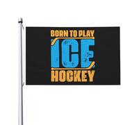 Bandiere Da Giardino Born To Play Ice Hockey Outdoor Bandiera Durevole Bandiera Da Cortile Impermeabile Banner Giardino Per Prato Sport Cortile 90X150 Cm