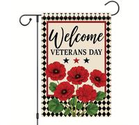 Bandiere Da Giardino Buffalo Plaid Welcome Wreath Veterans Day Red Poppy Flower Fall Autumn Pride Flag Durevole Outdoor Bandiera Premium Bandieradacortile Per Prato Bar Portico 30X45Cm