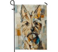 Bandiere da giardino Cairn Terrier astratte a blocchi di colore, 30,5 x 45,7 cm, double face, per esterni, decorazione per esterni, divertente motivo per cani e animali domestici, bandiera per la casa