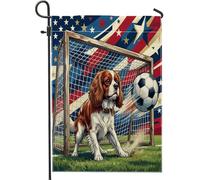Bandiere da giardino Cavalier King Charles Spaniel 30,5 x 45,7 cm per esterni, motivo sportivo divertente, bandiere standard in lino per casa, cortile, cortile, prato, decorazione per esterni