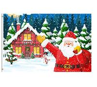Bandiere Da Giardino Christmas Winter Landscape Santa Claus With Bag And Gifts Bandiere Da Cortile Colore Vivido Bandiera Dell'Orgoglio Resistente Intemperie Pride Flag Per Esterno 152X90CM