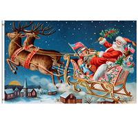 Bandiere Da Giardino Christmas Xmas Santa Claus Elk Winter Snow Berry Bandiera Decorativa Durevole Bandiera Dell'Orgoglio Resistente Intemperie Bandiere Da Cortile Per Prato Portico 152X90CM