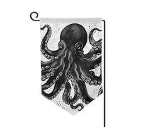 Bandiere da giardino classiche nere a forma di polpo verticale su entrambi i lati, 30,5 x 45,7 cm, bandiera stagionale primaverile estate decorazione per esterni