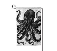 Bandiere da giardino classiche nere a forma di polpo verticale su entrambi i lati, 30,5 x 45,7 cm, bandiera stagionale primaverile estate decorazione per esterni