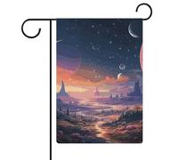 Bandiere da giardino colorate a tema spaziale retrò 30,5 x 45,7 cm bandiera esterna a doppia faccia bandiera estiva da cortile floreale bandiere da giardino di benvenuto stagionali decorazioni per le