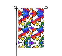 Bandiere da giardino colorate arcobaleno con stampa di cuori gay pride, 30,5 x 45,7 cm, double face, decorazione stagionale per la casa e le vacanze per tutte le stagioni