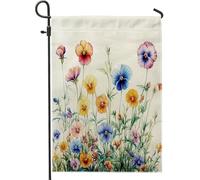 Bandiere da giardino colorate primaverili del pensiero 30,5 x 45,7 cm, double face, decorative esterne, graziose bandiere floreali in tela per casa, fiori di campo all'aperto piccola bandiera per