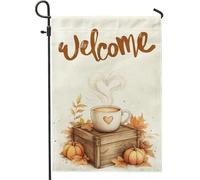 Bandiere da giardino con acquerello, 30,5 x 45,7 cm, double face, decorative esterne, autunnali, campagna, foglia d'acero, zucca, bandiera, tela, per la casa, per il raccolto all'aperto, piccolo