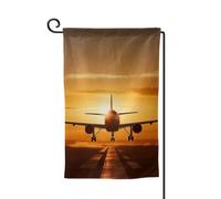 Bandiere da giardino con aereo al tramonto, bandiera verticale su entrambi i lati, 30,5 x 45,7 cm, bandiera stagionale primaverile estate per vacanze fattoria cortile decorazione da appendere per