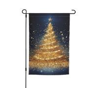 Bandiere da giardino con albero di Natale glitterato dorato per esterni, bandiere da giardino su entrambi i lati, 30 x 45,7 cm, piccole bandiere da giardino stagionali per decorazioni interne ed
