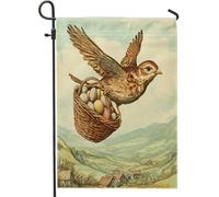Bandiere da giardino con allodole pasquali primaverili, 30,5 x 45,7 cm, double face, per esterni, per cesti di campagna, bandiere da giardino, bandiere divertenti per la casa, decorazione per esterni