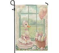 Bandiere da giardino con anatra pasquale primaverile, 30,5 x 45,7 cm, double-face, per esterni, con uccelli di campagna Victoria Country Fowl, bandiere per casa, casa colonica, cortile, cortile, prato