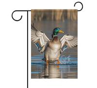 Bandiere da giardino con anatre selvatiche che volano a caccia di anatre selvatiche primaverili e estive, 30 x 45 cm, double face, bandiere e striscioni stagionali per patio, cortile, terrazza