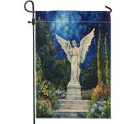 Bandiere da giardino con angelo ad acquerello con ali, 30,5 x 45,7 cm, per esterni, cool dea giardino, bandiere verticali standard in lino per casa, belle bandiere per cortile, cortile, prato