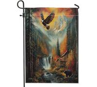 Bandiere da giardino con aquila da caccia, 30,5 x 45,7 cm, double face, per esterni, foreste, foreste, foreste, montagne, prati, falchi, cortile, piccola casa, bandiere, decorazione per esterni