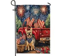Bandiere da giardino con bulldog francese del 4 luglio, 30,5 x 45,7 cm, double face, per esterni, decorazione per esterni, motivo cane per il giorno dell'indipendenza, bandiera per casa da cortile per