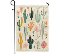 Bandiere da giardino con cactus divertenti per bambini, 30,5 x 45,7 cm, double face, decorative per esterni, graziose piante grasse, bandiera per casa, in tela, motivo botanico tropicale, per esterni