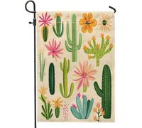 Bandiere da giardino con cactus divertenti per bambini, 30,5 x 45,7 cm, per esterni, graziose piante grasse, bandiere verticali standard in lino per la casa, bandiere botaniche tropicali per cortile