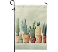 Bandiere da giardino con cactus tropicali in vaso, 30,5 x 45,7 cm, double face, per decorazione esterna, simpatica bandiera in tela botanica succulenta per cortile, piccola bandiera da giardino