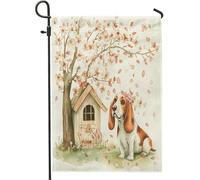 Bandiere da giardino con cane basset hound primaverile, 30,5 x 45,7 cm, double face, per esterni, divertenti bandiere floreali per cabina, cortili, piccole bandiere in tela per la casa, per animali