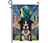 Bandiere da giardino con cane Border Collie 2026, 30,5 x 45,7 cm, per esterni, per festeggiare il giorno della partita, bandiere verticali standard in lino, stampa sportiva, decorazione per esterni