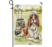 Bandiere da giardino con cane Cavalier King Charles Spaniel, 30,5 x 45,7 cm, double face, per decorazione esterna, bandiera in tela per golf, sport, cuccioli, cortili, animali domestici, piccola
