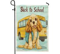 Bandiere da giardino con cane Cocker Spaniel, 30,5 x 45,7 cm, double face, per decorazione esterna, divertente bandiera in tela per il ritorno a scuola, bandiera in tela per animali domestici, piccola
