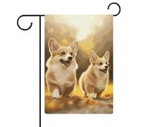 Bandiere da giardino con cane Corgi carino 30,5 x 45,7 cm bandiera esterna a doppia faccia bandiera estiva da cortile floreale bandiere da giardino di benvenuto decorazioni stagionali per le vacanze