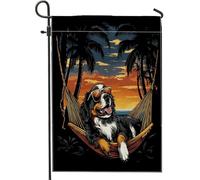 Bandiere da giardino con cane da montagna del Bernese, 30,5 x 45,7 cm, double face, decorative per esterni, divertenti palme tropicali, piccole bandiere per casa, in tela, per animali domestici