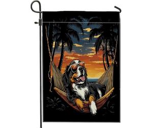 Bandiere da giardino con cane da montagna del Bernese, 30,5 x 45,7 cm, double face, decorative per esterni, divertenti palme tropicali, piccole bandiere per casa, in tela, per animali domestici