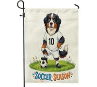 Bandiere da giardino con cane da montagna del Bernese da calcio, 30,5 x 45,7 cm, double face, per esterni, con simpatiche bandiere sportive in tela, bandiere per la casa, per animali domestici