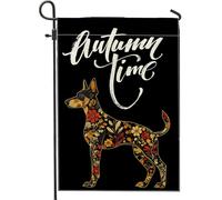 Bandiere da giardino con cane Doberman, 30,5 x 45,7 cm, double face, per esterni, stile vintage, vintage, floreale, in tela, per esterni, estetica, cortile, cortile, prato, decorazione